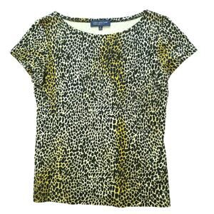 Jones New York Signature Petite Leopard Print Short Sleeve T-Shirt Size PS